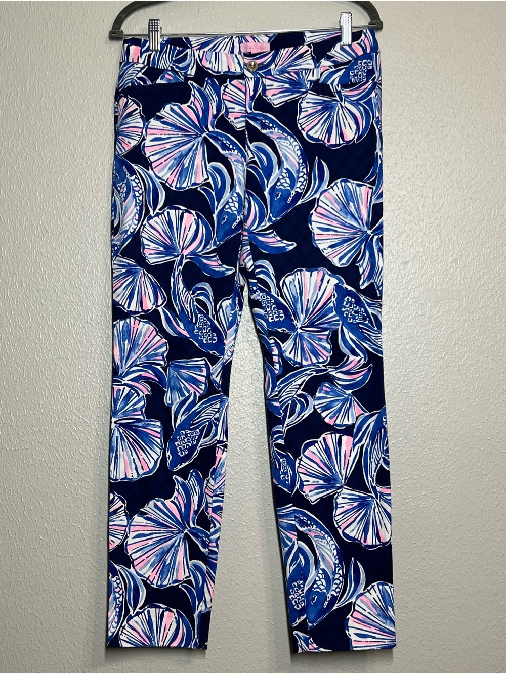 Lilly Pulitzer Pants Kelly Skinny Ankle Pants Reel Life Koi Fish Print Womens 6